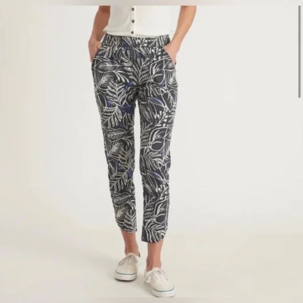 Marine Layer Allison Phantom White Foliage Print Ankle Pull On Pants Sz S